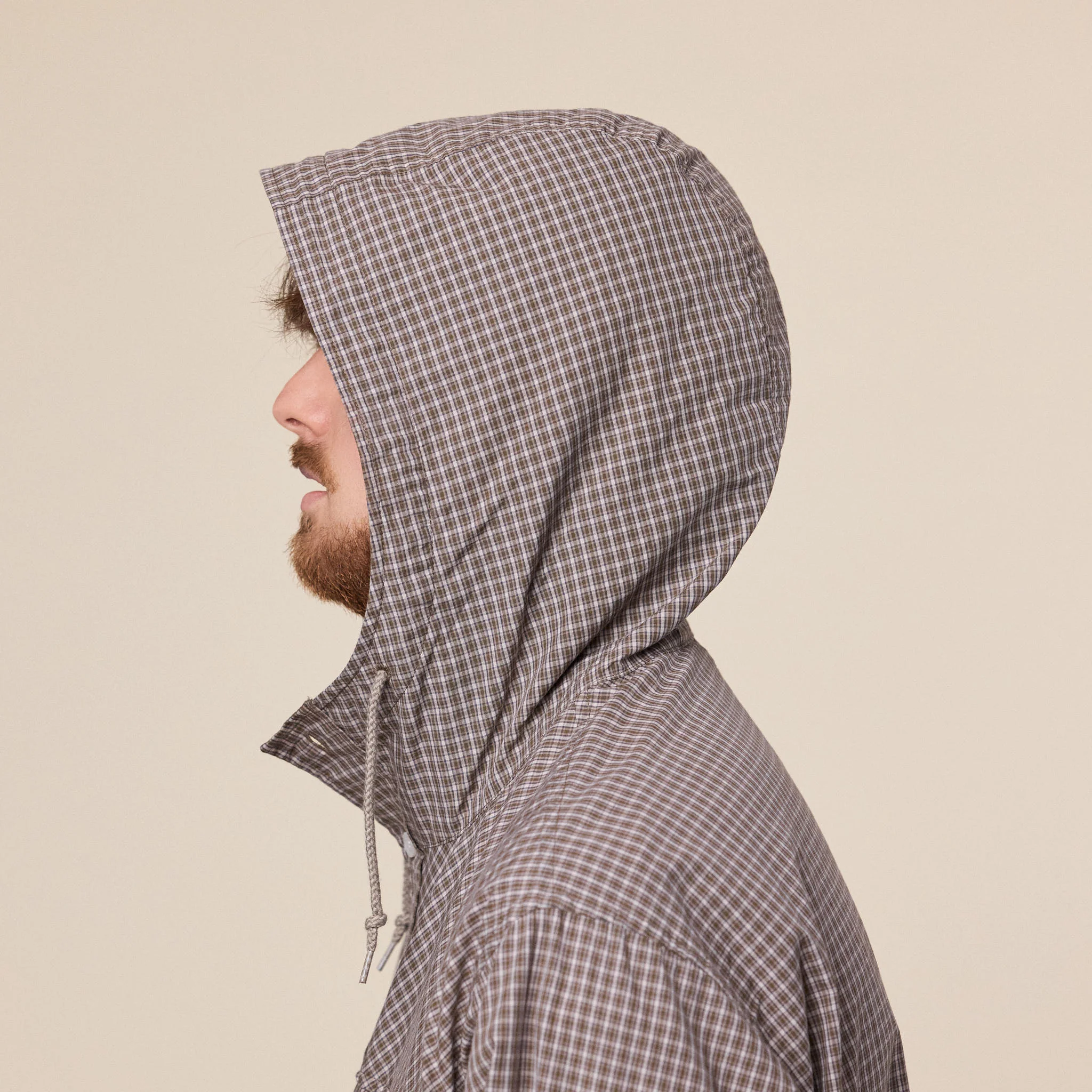 BEAMS - Check Pullover Anorak - Brown Check - Image 7