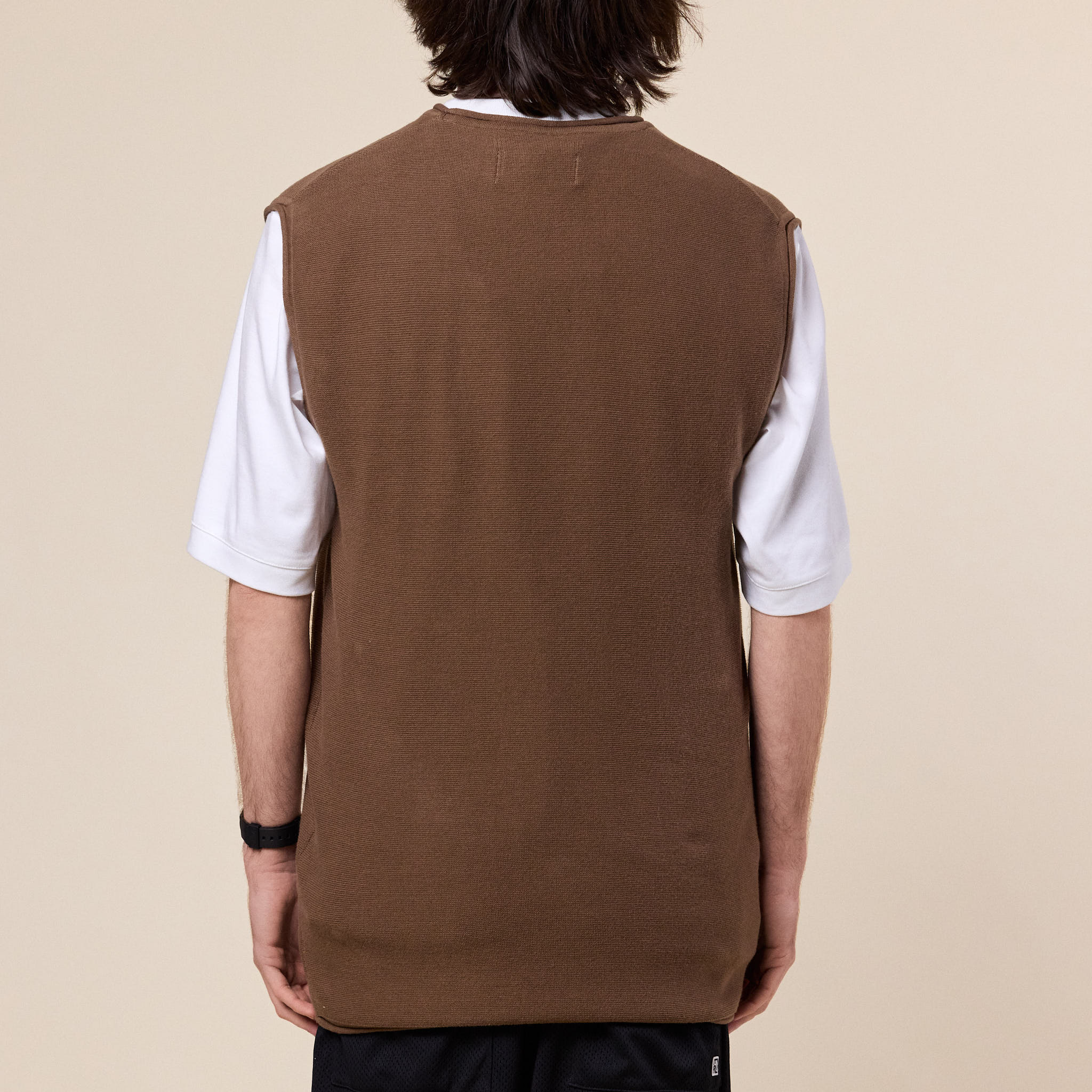 Merely Made - Premium Wide Sleeveless Knit Sweater - Caramel Brown - Image 2