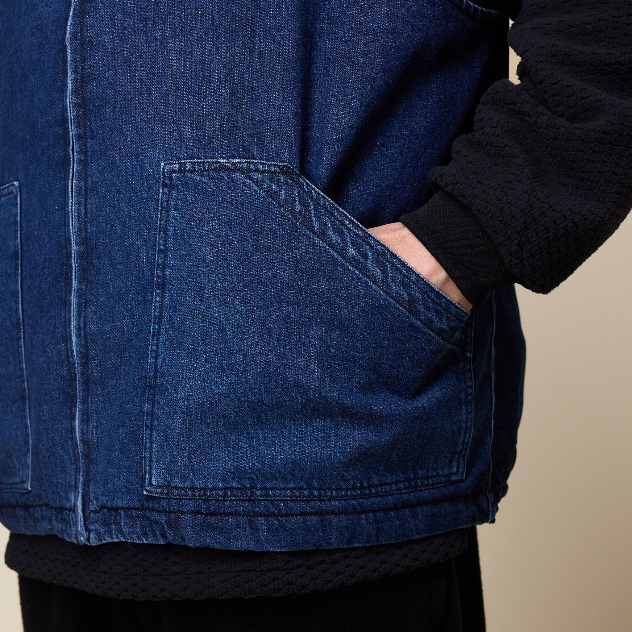 S.F.C Stripes For Creative - Worker Denim Vest Jacket - Indigo Blue - Image 4