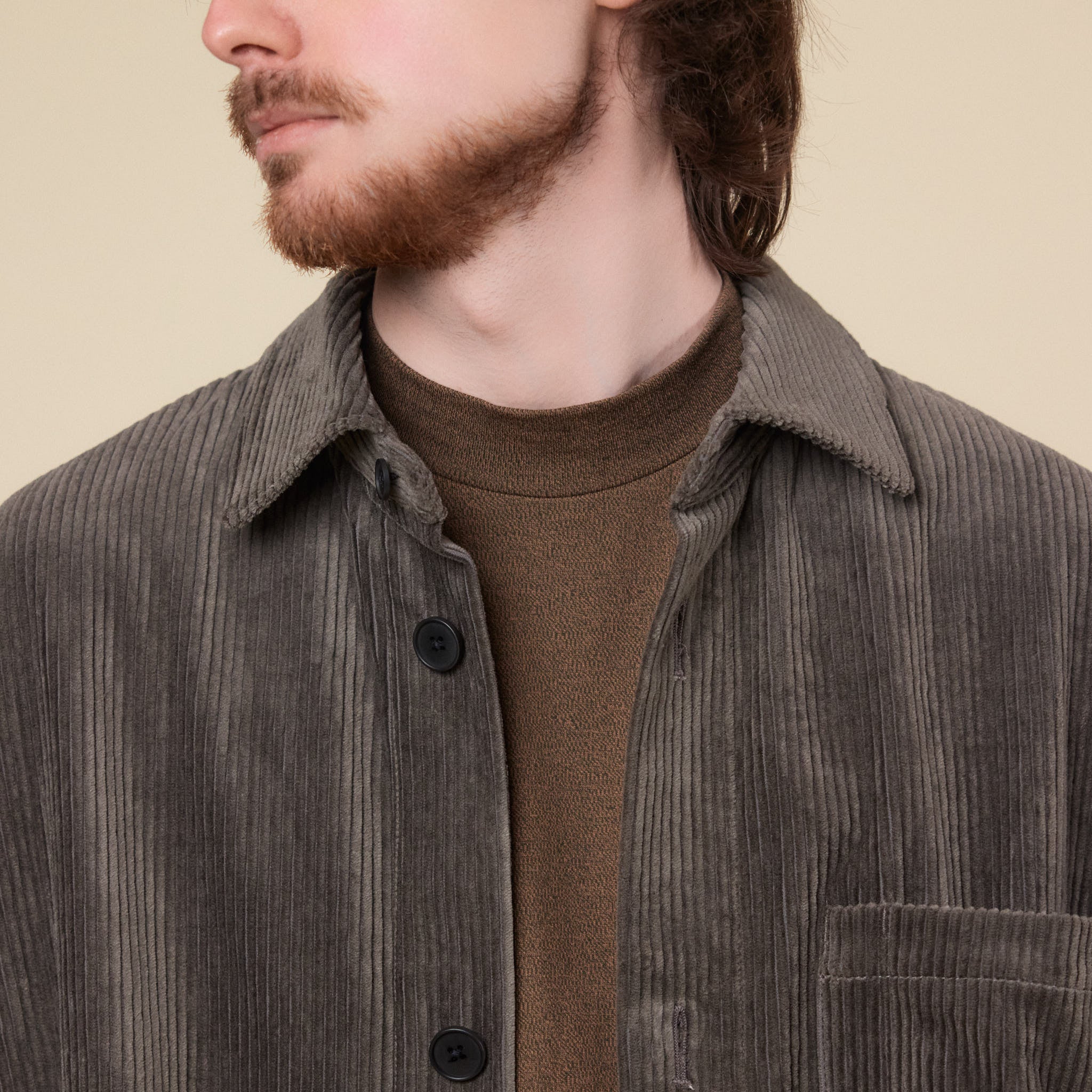 Still by Hand - Corduroy Overhhirt - Khaki Brown - Image 3