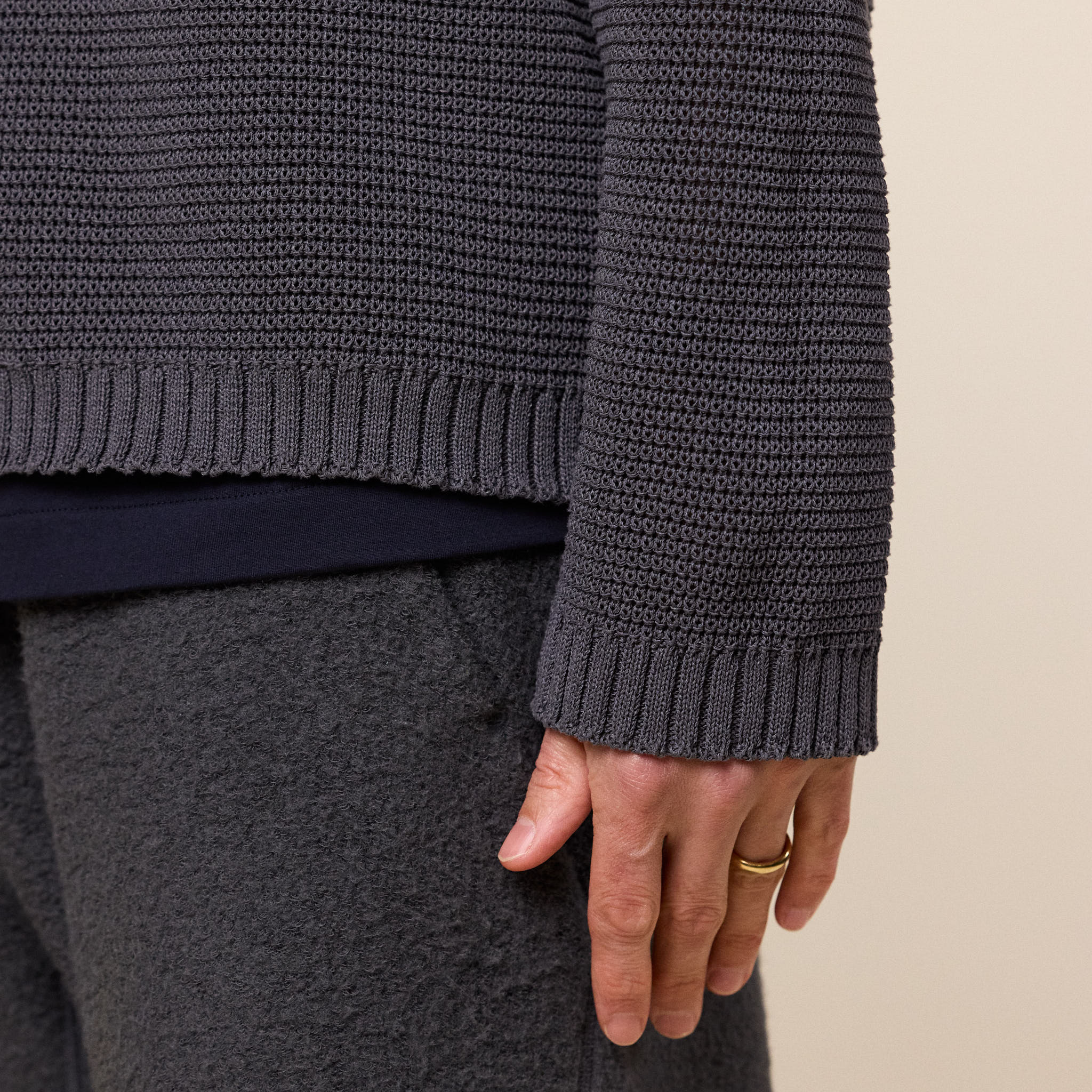 Still by Hand - Paper Mixed Blouson Cardigan - Brown Charcoal - Image 5
