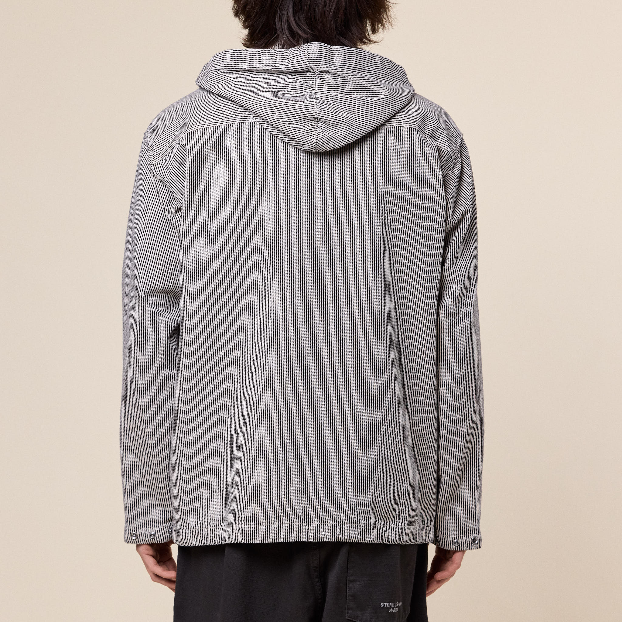 Stone Island Marina - Striped Cotton Hooded Overshirt / Jacket - Navy Blue - Image 3
